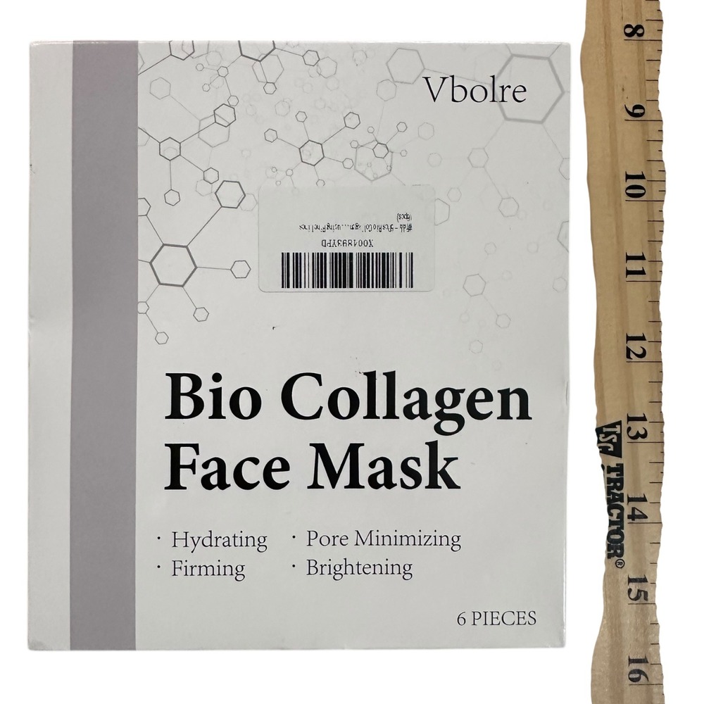 Vbolre Bio Collagen Face Mask Hydrating Pore Minimizing Brightening‎ 6 Pieces